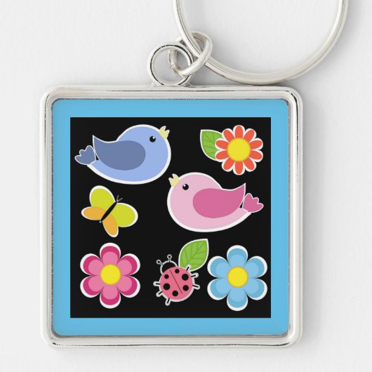 VÖGEL UND BLUME SCHLÜSSELANHÄNGER (Vorne)