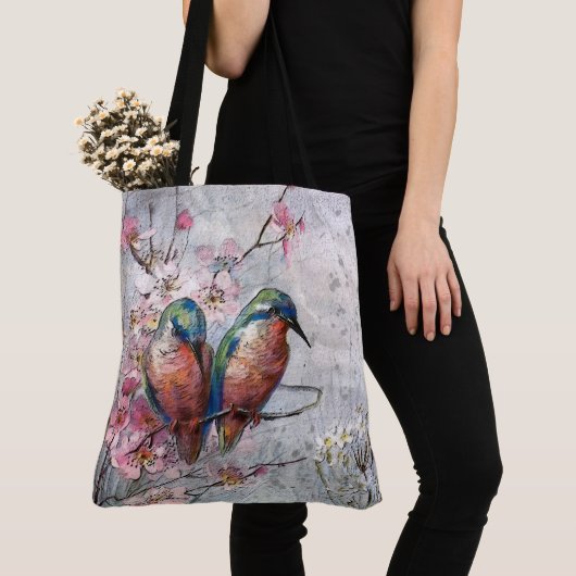 Vögel und Blume Tasche (Von Nahem)