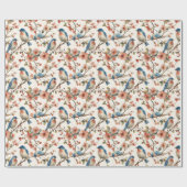 Vögel und Blume Vintag Geschenkpapier (Flach)