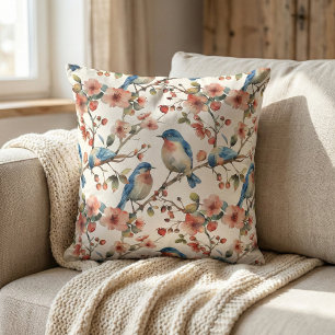 Vögel und Blume Vintag Kissen