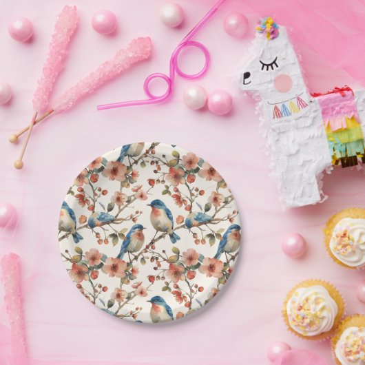 Vögel und Blume Vintag Pappteller (Party)