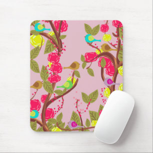 Vögel und Blume Vintagen Stils Mousepad