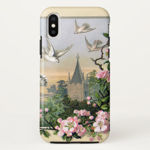 Vögel und Blume Vintager Ostern, Weißtauben Case-Mate iPhone Hülle