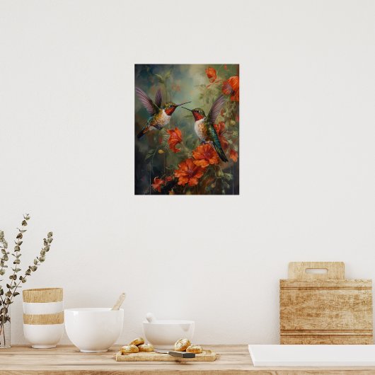 Vögel und Blume Vogelkunst Plakat (Küche)