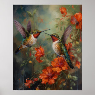 Vögel und Blume Vogelkunst Plakat
