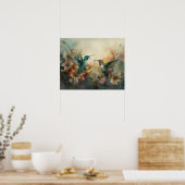 Vögel und Blume Vogelkunst Plakat (Küche)