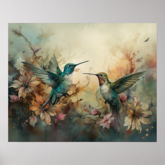 Vögel und Blume Vogelkunst Plakat (Vorne)