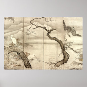 Vögel und Blume von Sesshū Tōyō Poster