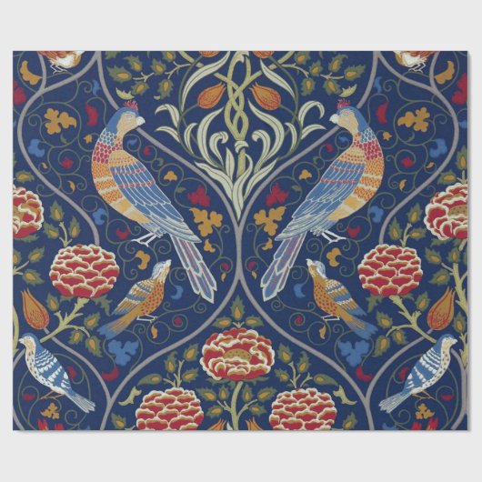 Vögel und Blume, William Morris Geschenkpapier (Flach)