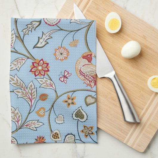 Vögel und Blume, William Morris Geschirrtuch (Viertel Falte)