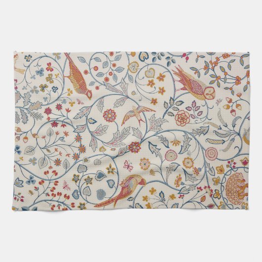 Vögel und Blume, William Morris Geschirrtuch (Horizontal)