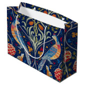 Vögel und Blume, William Morris große Geschenktasc Geschenktüte (Rückseite Schrägansicht)