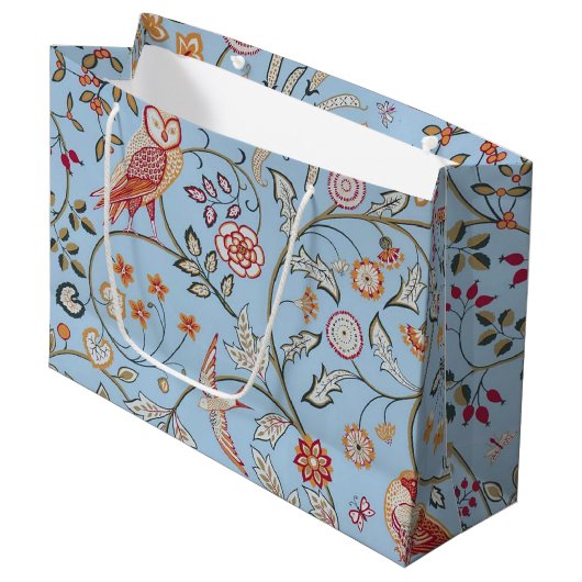 Vögel und Blume, William Morris große Geschenktasc Geschenktüte (Vorderseite Schrägansicht)