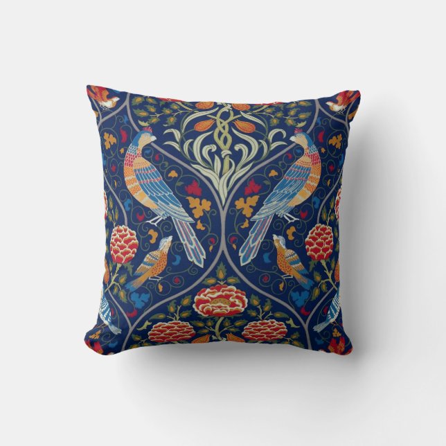 Vögel und Blume, William Morris Kissen (Vorderseite)