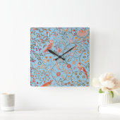 Vögel und Blume, William Morris Quadratische Wanduhr (Zuhause)