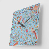 Vögel und Blume, William Morris Quadratische Wanduhr (Winkel)