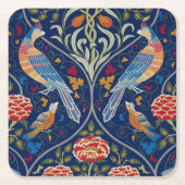 Vögel und Blume, William Morris Rechteckiger Pappuntersetzer (Vorderseite)