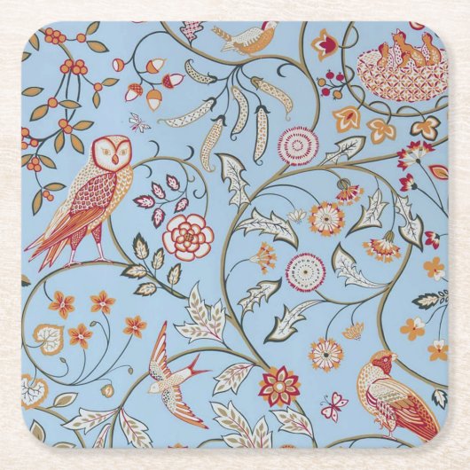 Vögel und Blume, William Morris Rechteckiger Pappuntersetzer (Vorderseite)