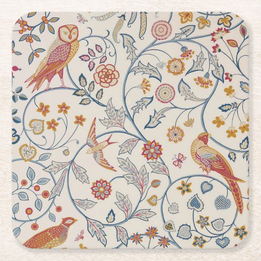 Vögel und Blume, William Morris Rechteckiger Pappuntersetzer (Vorderseite)