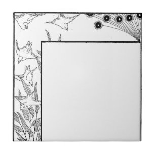 Vögel und Blumen Art Deco Nouveau-Rahmen Fliese