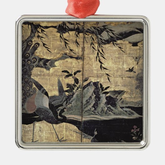 Vögel und Blumen der vier Jahreszeiten Silbernes Ornament (Vorne)