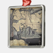 Vögel und Blumen der vier Jahreszeiten Silbernes Ornament (Links)