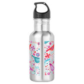 Vogel und Blumen Edelstahlflasche (Rückseite)