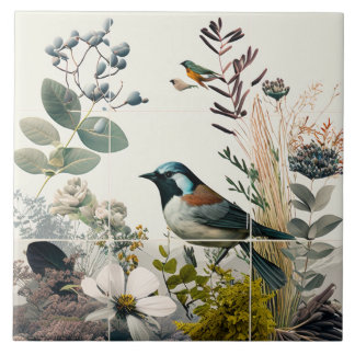 Vögel und Blumen Fliese
