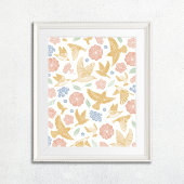 Vögel und Blumen Handgezeichnete Kunst Poster