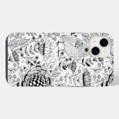 Vögel und Blumen-Kritzelmuster iPhone Hülle (Rückseite (Horizontal))