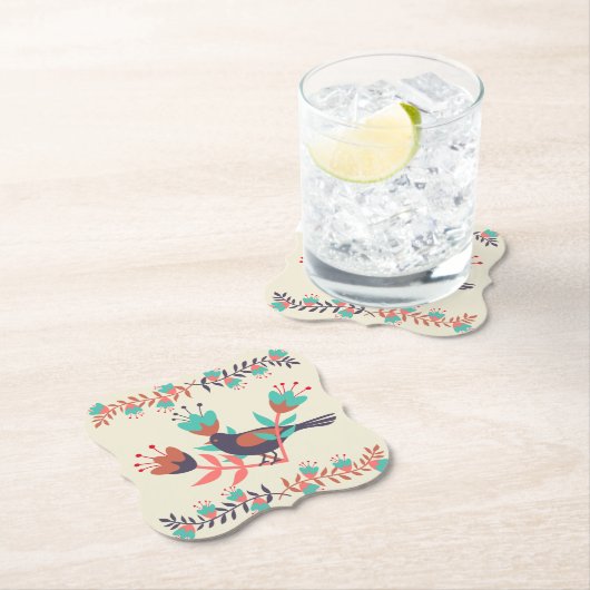 Vögel und Blumen Kunst Untersetzer (Vor Ort)