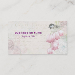 Vogel und Blumen mit handgeschriebenen Shabby Vint Visitenkarte