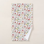 Vögel und Blumen Muster Badhandtuch Set (Handtuch)