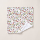 Vögel und Blumen Muster Badhandtuch Set (Waschlappen)