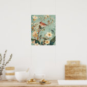 Vogel und Blumen Poster (Küche)
