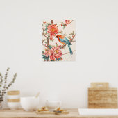 Vogel und Blumen Poster (Küche)