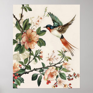 Vogel und Blumen Poster