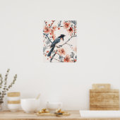 Vogel und Blumen Poster (Küche)