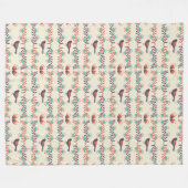Vogel- und Blumen-Volksmuster Fleecedecke (Vorderseite (Horizontal))