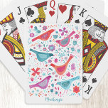 Vogel und Blumen Wasserfarbe Personalisiert Spielkarten<br><div class="desc">Hübsche Aquarellvögel und Blume mit modernen Texten,  die Sie zu personalisieren. Originelle Kunst von Nic Squirrell.</div>