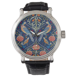 Vögel und Blumen, William Morris Armbanduhr