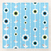 Vogel- und Blumenblaumuster Glasuntersetzer (Vorderseite)