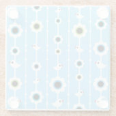 Vogel- und Blumenblaumuster Glasuntersetzer (Rückseite)