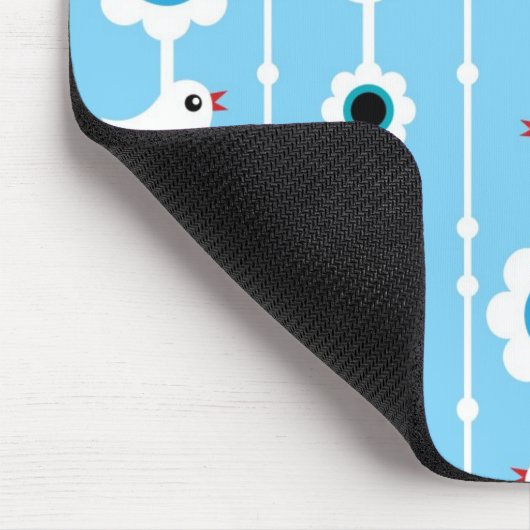 Vogel- und Blumenblaumuster Mousepad (Ecke)