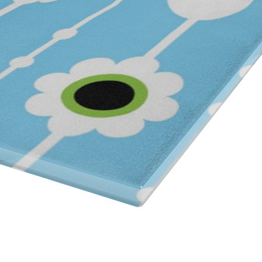 Vogel- und Blumenblaumuster Schneidebrett (Ecke)