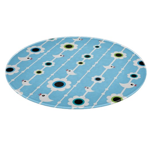 Vogel- und Blumenblaumuster Schneidebrett (Ecke)