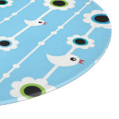 Vogel- und Blumenblaumuster Schneidebrett (Ecke)