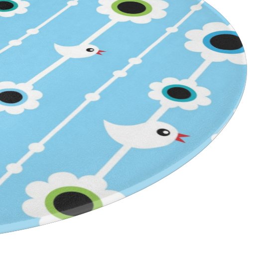 Vogel- und Blumenblaumuster Schneidebrett (Ecke)