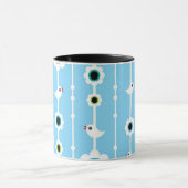 Vogel- und Blumenblaumuster Tasse (Zentrum)