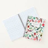 Vögel und Blumendruck mit mehrfarbigen Farben Notizblock (Innenseite)